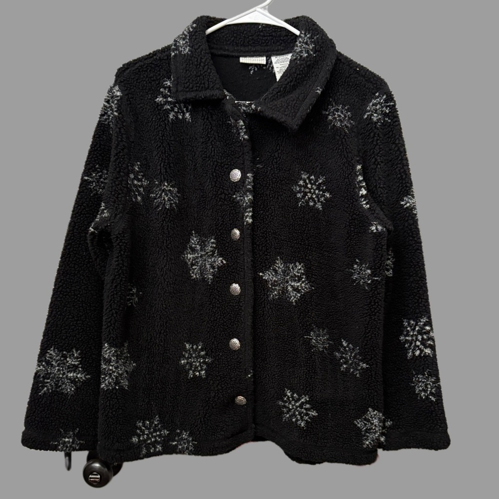 White Stag Black Teddy Jacket with Snowflake Design